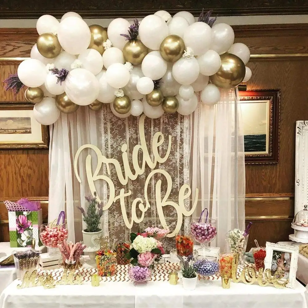 

Balloon Arch & Garland Kit 100 Pcs Chrome Pearl White & Metallic Gold Latex Balloons Holiday, Wedding Party Decorations