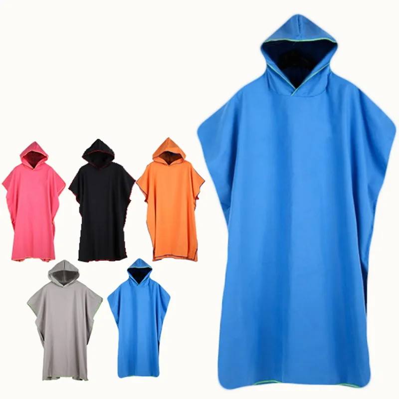 

109X80cm Quick-Drying Bathrobes For Men Women Microfiber Cape Cloak Swimming Robe Hooded Change Clothes Bath Towels