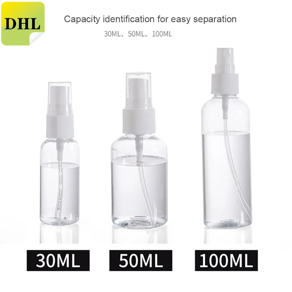 

DHL free Shipping 30ml 50m 100ml Makeup Atomizer Portable Plastic Spray Bottle Liquid Pot Mini Empty Cosmetic Makeup Containers
