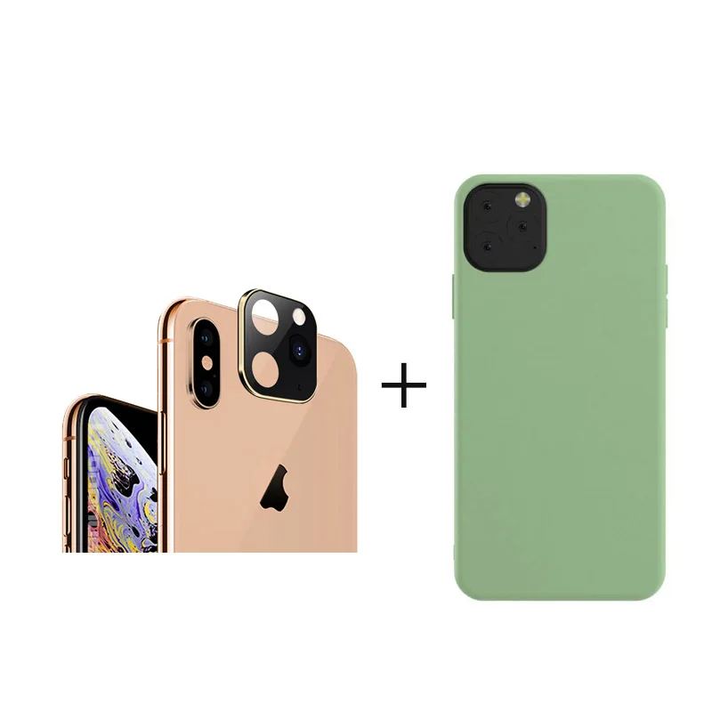 Gold with Green Чехол из закаленного стекла для iPhone X XS Max, чехол для iPhone 11 Pro Max, защитный чехол для объектива камеры, Сменный Чехол для iPhone 11 Pro Max - Цвет: Gold with Green