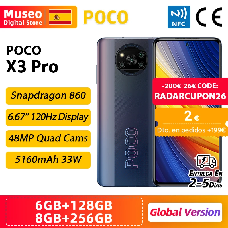 POCO X3 Pro versión Global Snapdragon 860 Smartphone 120Hz DotDisplay 3,1 UFS 128GB / 256GB 5160mAh 33W NFC Quad cámara de IA