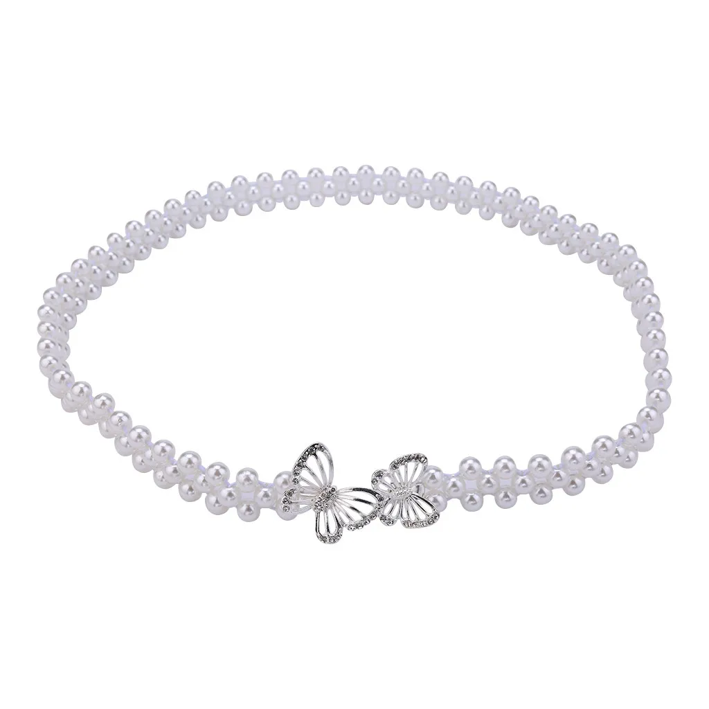 Женский пояс cinturones para mujer, модный однотонный пояс, новинка, пояс с эластичной резинкой на талии, женские дикие Модные Стразы, пояс с жемчугом - Цвет: C