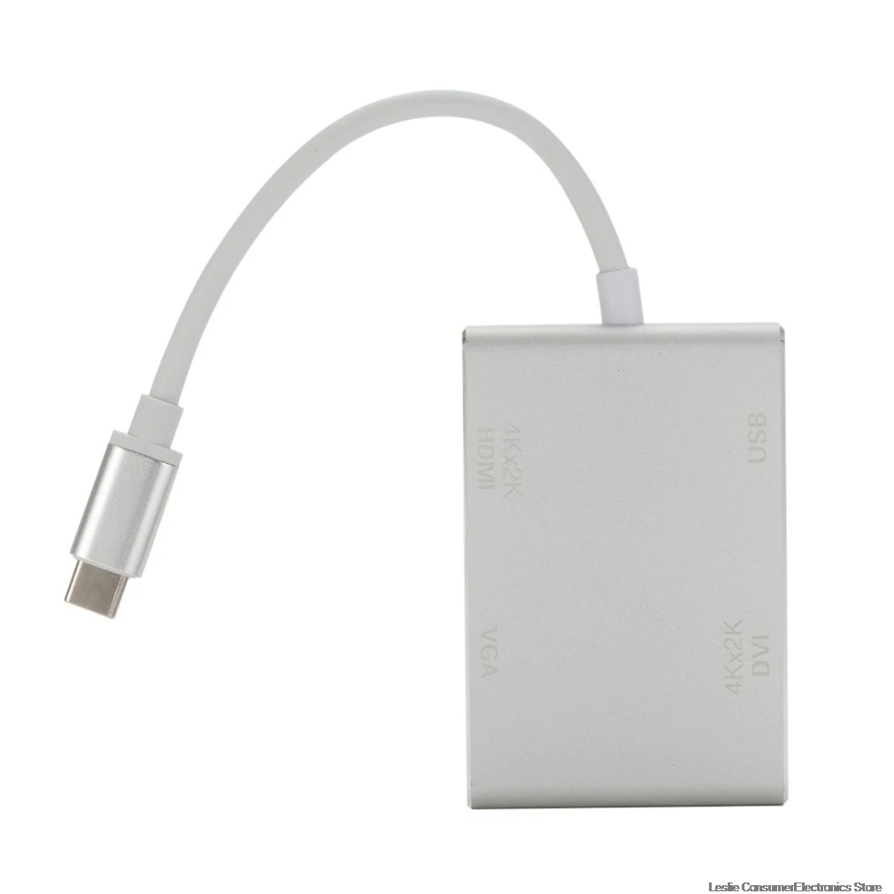 4 в 1 Многофункциональный преобразователь type-C к HDMI VGA DVI USB3.0 видео конвертер мужчин и женщин адаптер дропшиппинг