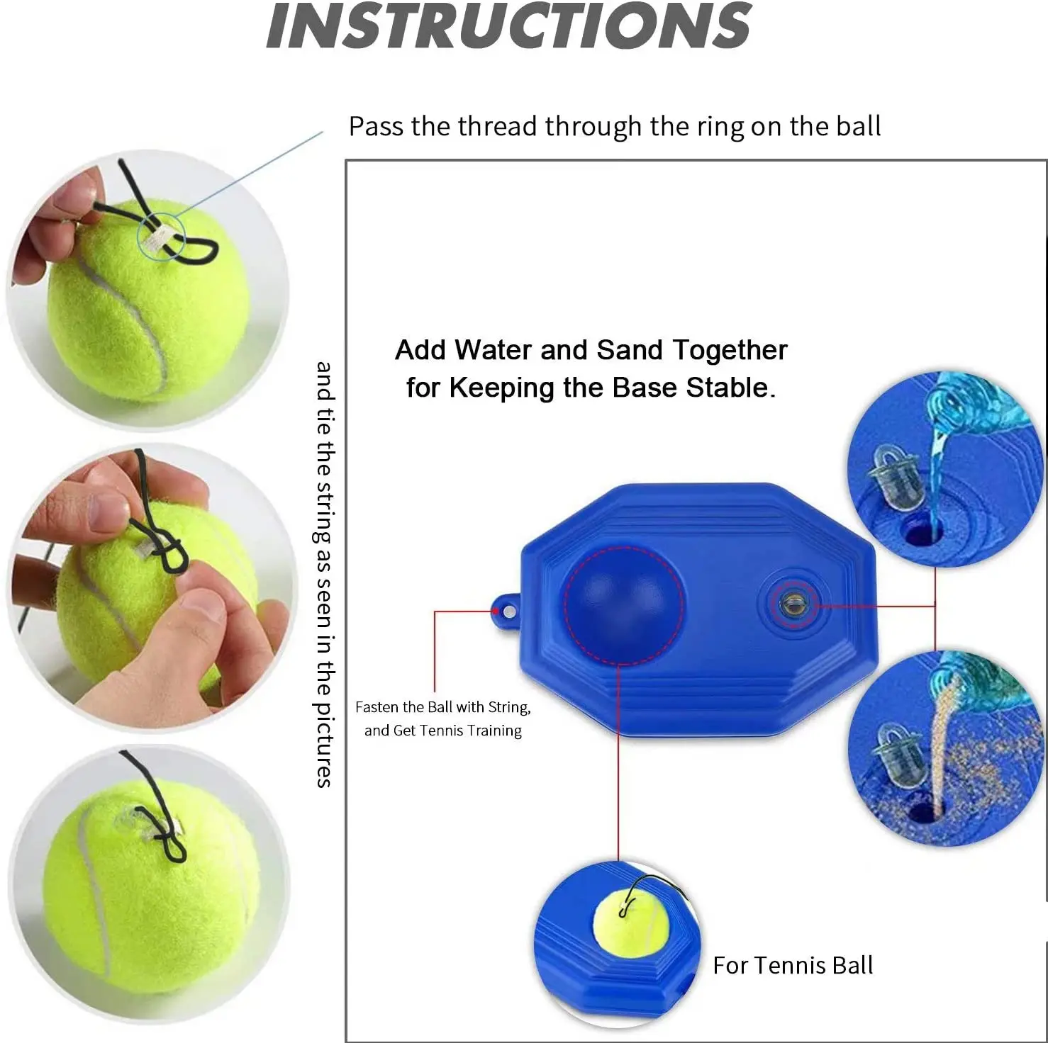 Portable Tennis Trainer with String, 3 Balls, Solo Practice Equipment, Self Training Tool