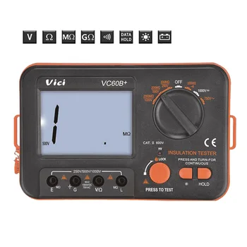 

Megohmmeter Backlight Battery Powered Easy Read Digital Display Plastic With Test Lead Portable Insulation Resistance Tester