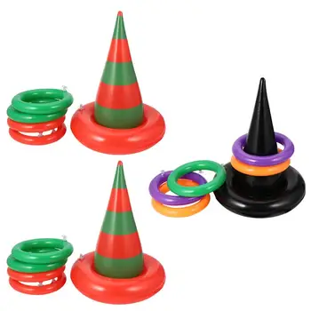 

3 Sets Funny Practical Creative Inflatable Game Witch Hat Game Prop Halloween Prop Ring Toss Game Kid Toys