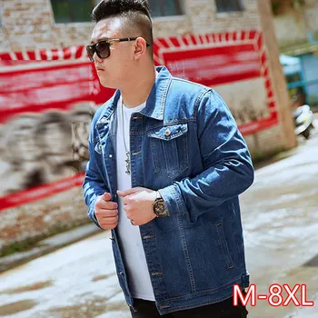 

Spring And Autumn Large Size Denim Jacket Men's Plus Increase Denim Shirt Fashion Large Denim Jacket Coat 2020