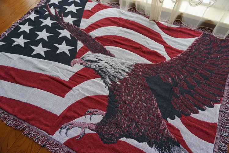 Американские одеяла с изображением флага диван Decora ретро искусство красная пряжа крючком одеяло спальня гостиная Большой ковер одеяло с
