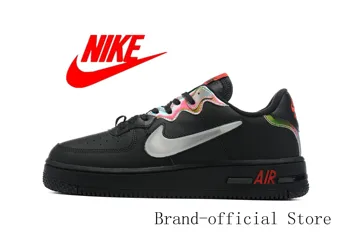 

Original Nike Air Force 1 React QS side Jelly logo men's and women's casual sneakers black white Size 36-46