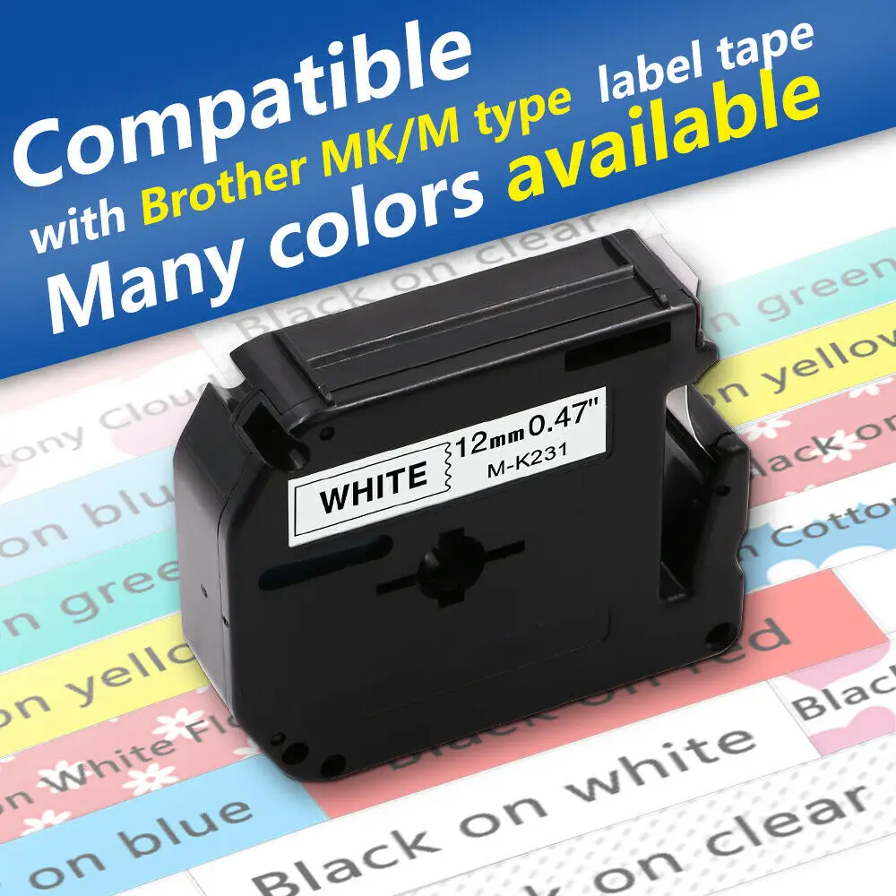 Фотовспышка Fimax совместимая с brother MK231 MK 231 M K221 черный на белом 9 мм 12