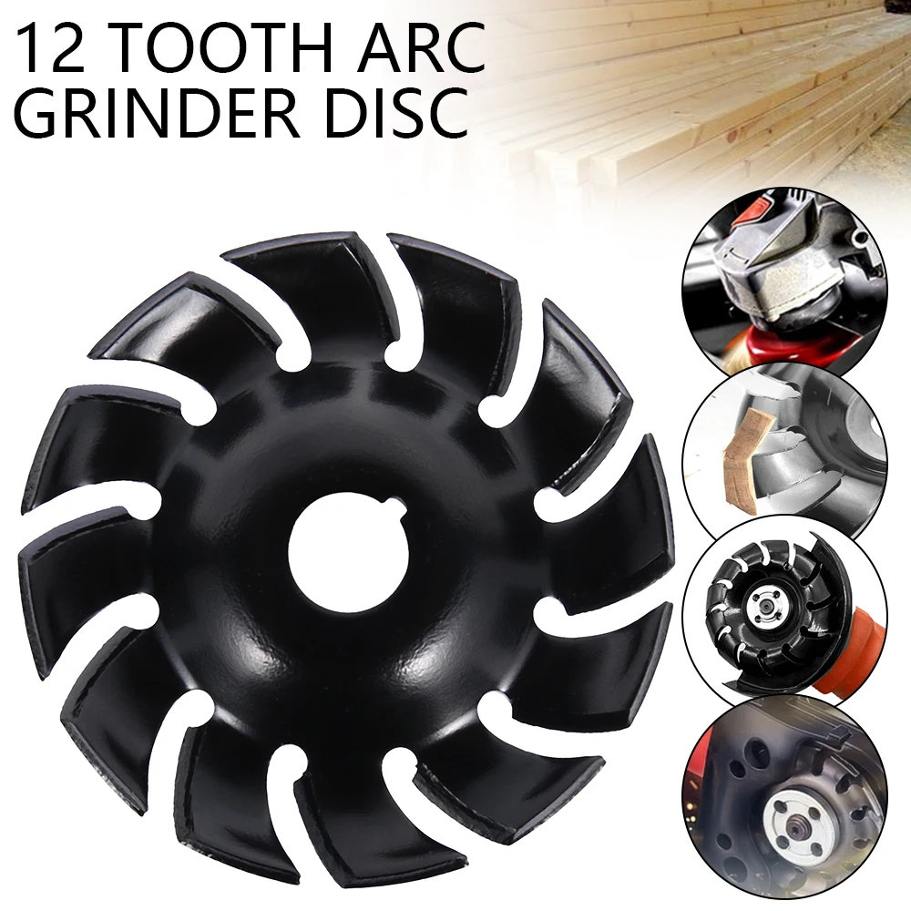 

12 Tooth Power Wood Carving Disc Angle Grinder Woodworking Turbo Round/Plane For 16mm Aperture Angle Attachment Milling Cutter