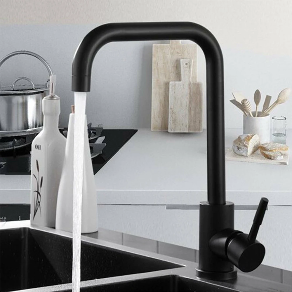

Black Traditional Basin Taps Bathroom Kitchen Sink Chrome Faucet 360 Rotation Mixer Taps Home Improvement Kitchen Accessory