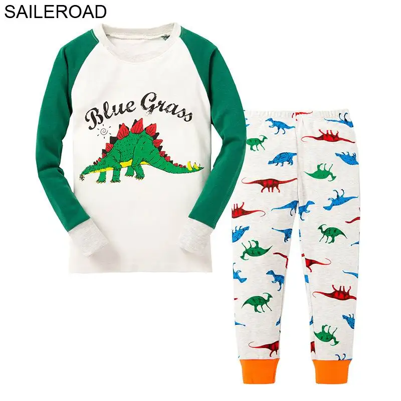 P031 same picture SAILEROAD Мультфильм Динозавры Мальчики Пижамы 2-7 лет Маленькие мальчики Детская пижама Одежда для детей Новогодняя пижама комплектов - Цвет: P031 same picture