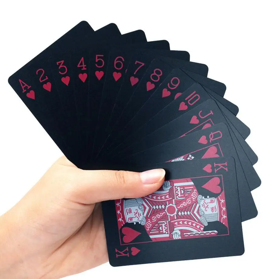 High Quality 54 Pcs Black Plastic Recreation Playing Cards Game Poker Set B 
