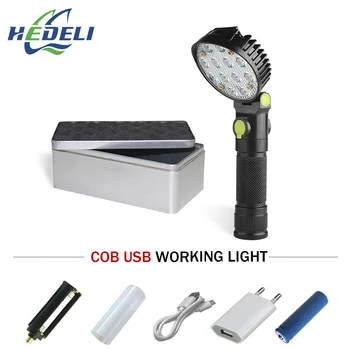 

Warning Light red blue white flash light flashlight usb rechargeable cob led flashlight 18650 waterproof torch lanterna Magnet