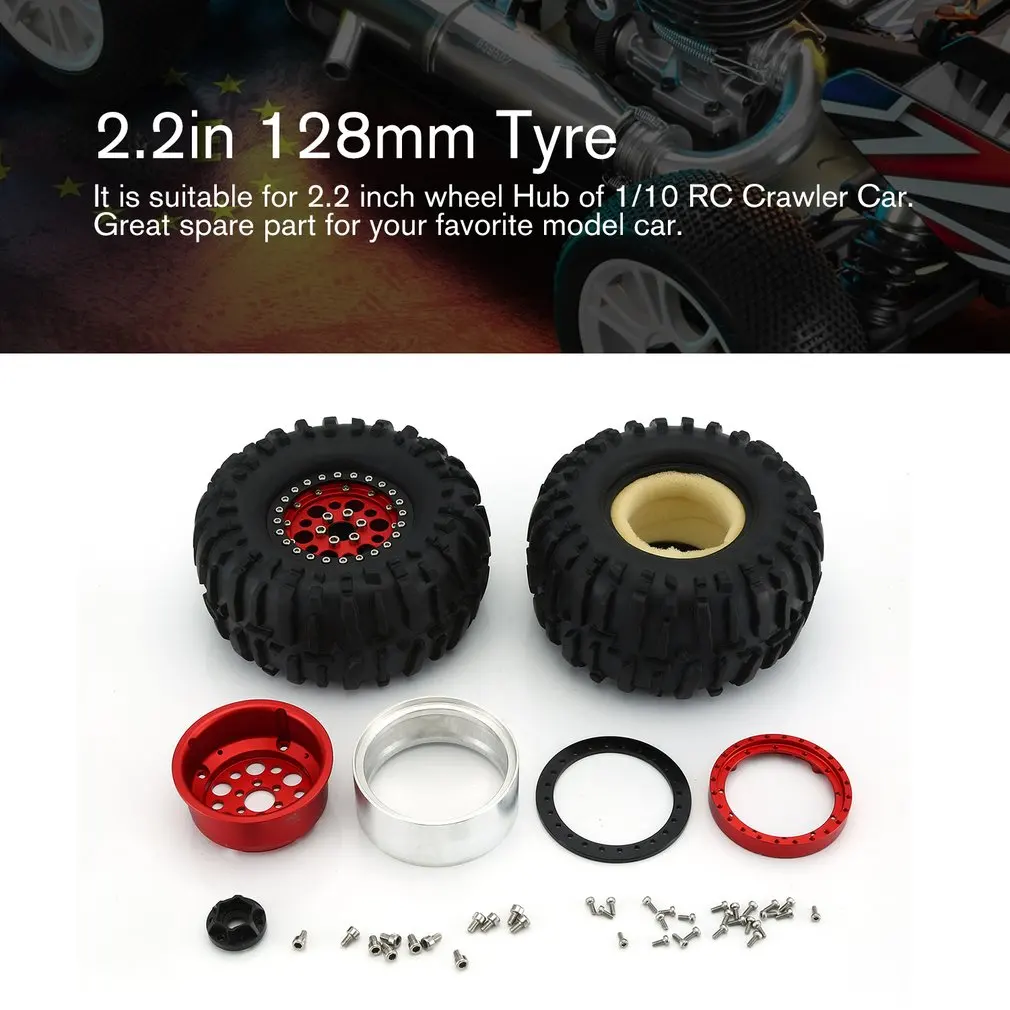

4PCS Climbing Rock Crawler Wheel Tires 2.2in 128/128mm Tyre Car Set with Wheel Rim Beadlock for 1/10 RC Crawler Car