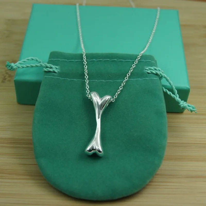 Fashion 925 Silver Bone Pendant Necklace For Men's And Women's