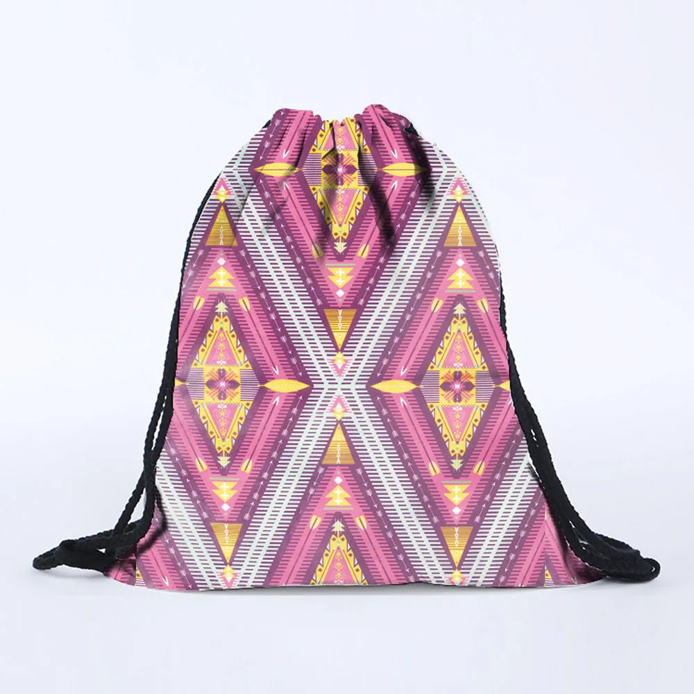 Женский Мужской рюкзак на шнурке ретро рюкзаки с геометрическим рисунком 3D Сумка на шнурке с рисунком Спортивная Дорожная сумка для хранения mochila saco