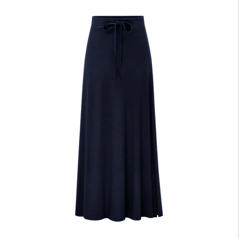 Primavera Feminina Cintura Alta Sólida Magro Uma Palavra Saia Longa Moda Sexy Dividir Pacote Hip Seção Tamanho Grande Saias 2 Cheap Saias