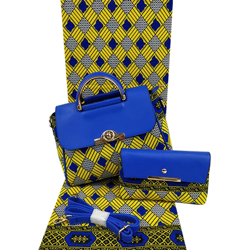 Высокое качество 6 ярдов Африканский воск с 2 сумкой Африканский Воск принты ткани женская сумка для вечерние