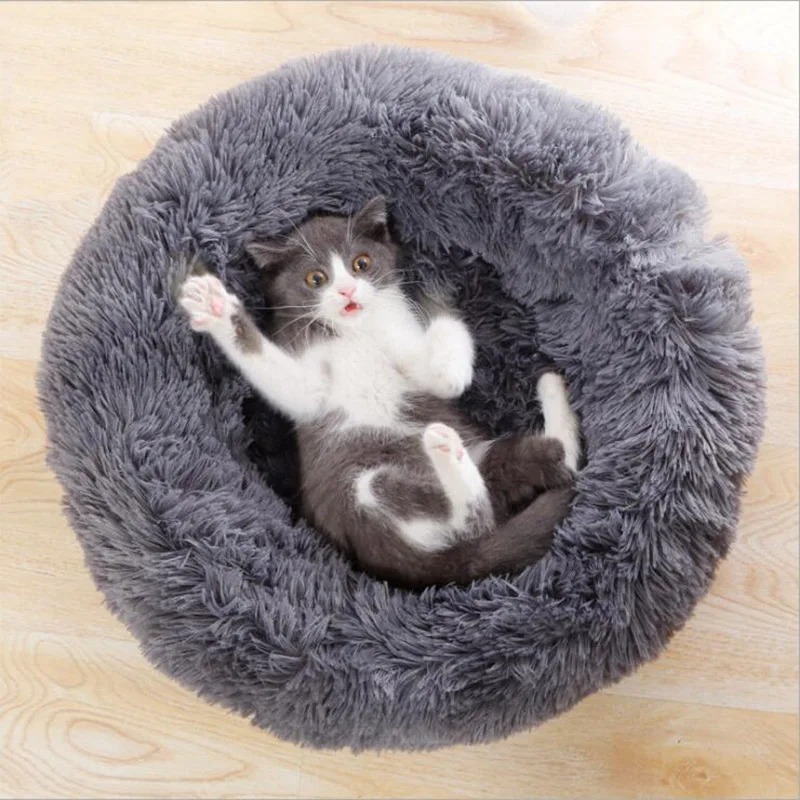 

Round Cat Bed House Soft Long Plush Pet Dog Bed For Dogs Basket Pet Products Cushion Pet Bed for Small Medium Large Dogs Cats
