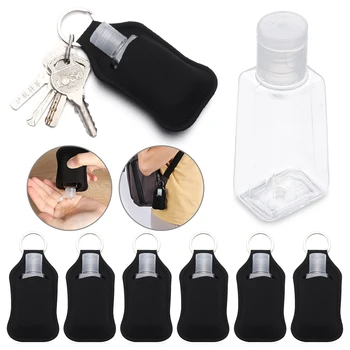 

3 Sets Portable Hand Sanitizer Bottle Holder Cosmetics Container with Keychain Holder Empty 30ml Refillable Bottles Reusable