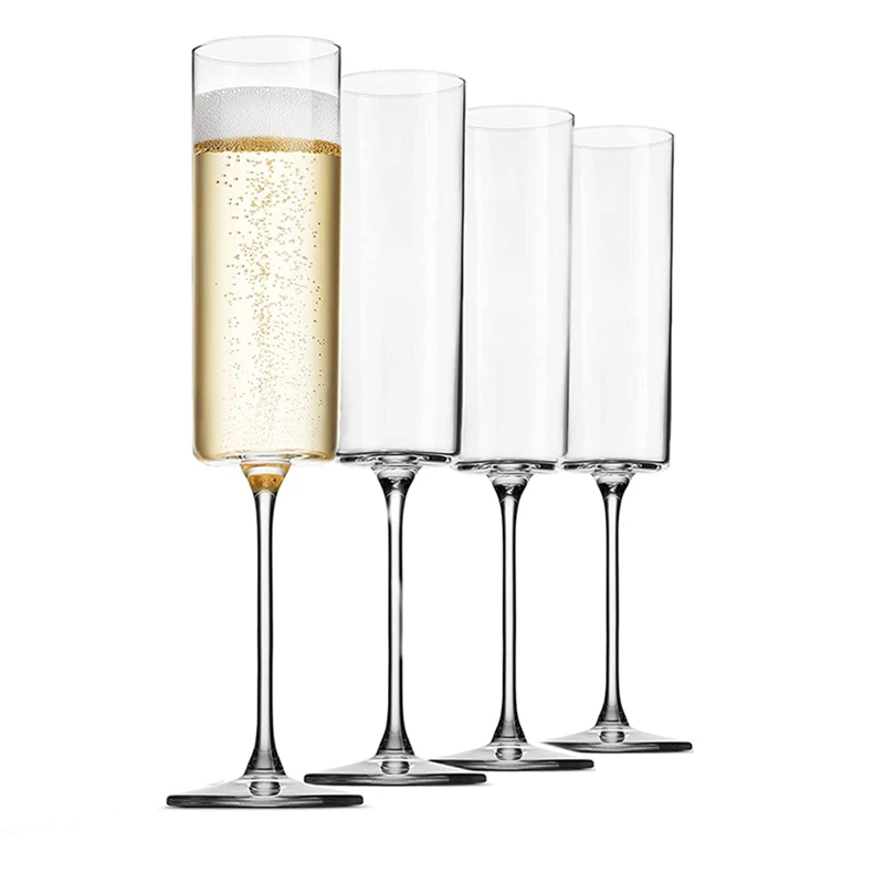 Magazijn Becks Verward zijn Glas Champagne Fluiten 4 Pack 6 Ounce Champagne Bril 4Pc Set, premium  Vierkante Rand Geblazen Glas Prosecco Wijnglas|Overige glas| - AliExpress