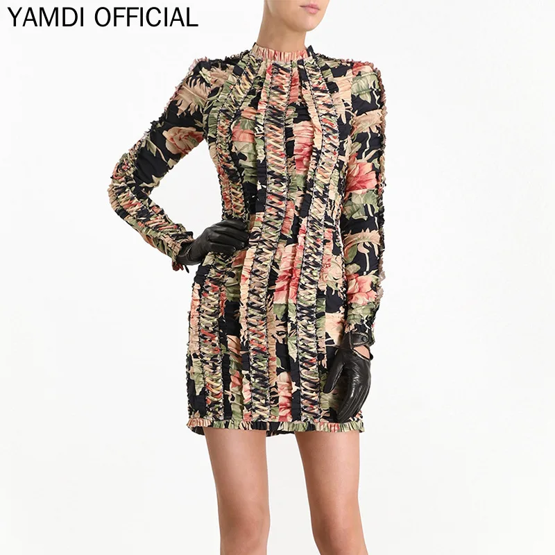 Buy Best qAsZr YAMDI A line Dress Female Autumn Winter Designer Dresses Runway 2019 Women High Quality Fashion Elegant Ladies Self Portrait Dre