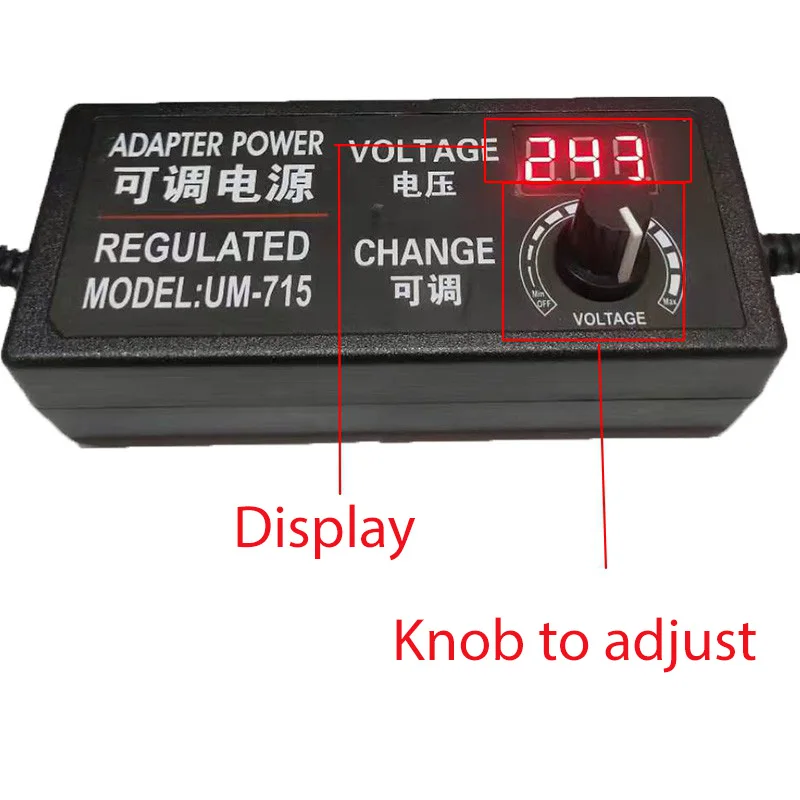 Регулируемый AC к DC 3 V-12 V 3 V-24 V Универсальный адаптер с экран дисплея напряжение регулируется 3 в, 12 В, 24 В постоянного тока питания, переносной, вилка стандарта