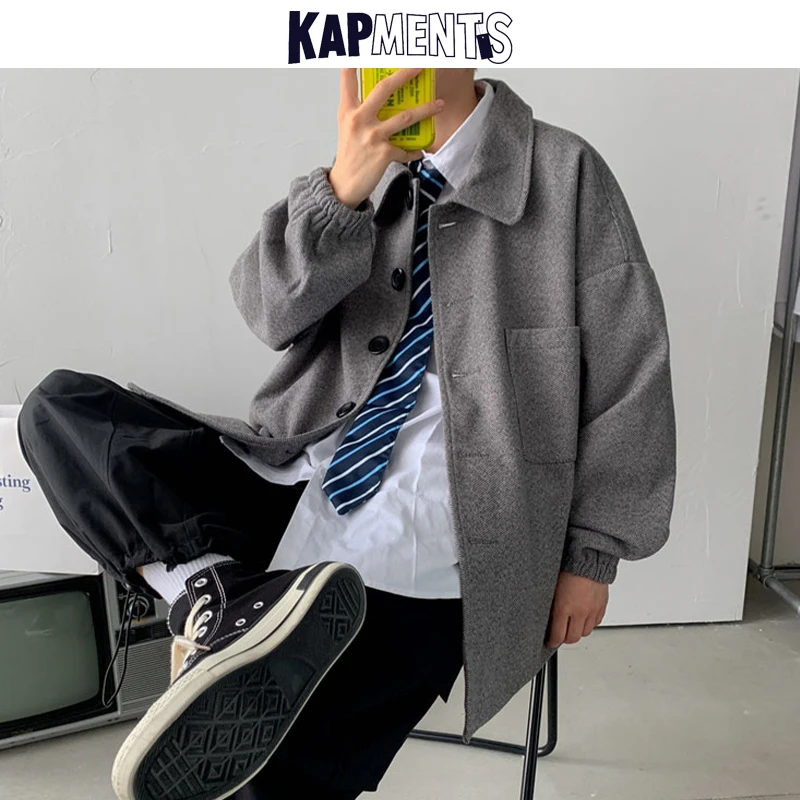 KAPMENTS Men's Winter Coats Thick Woolen Jackets 2020 Vintage Man Japanese Streetwear Pockets Jacket Male Korean Coats Jackets KAPMENTS Men's Winter Coats Thick Woolen Jackets 2020 Vintage Man Japanese Streetwear Pockets Jacket Male Korean Coats Jackets