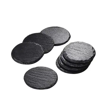 

MALACASA 8-Piece 4" Natural Slate Round Coaster Tableware Mat Placemats Handmade Cheeseboard Dinner Drinks Coffee Mats