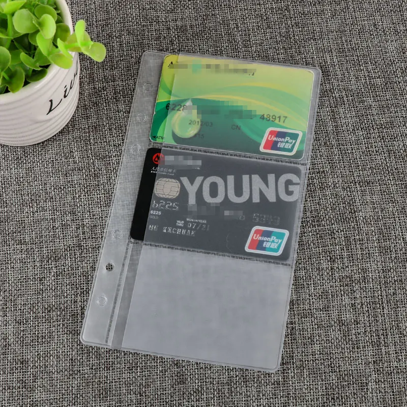 PVC 투명 보관 카드 홀더 바인더 링, 노트북 6 홀 파우치, 문서 엽서 은행 플래너 액세서리, A5A6A7, 10 개
