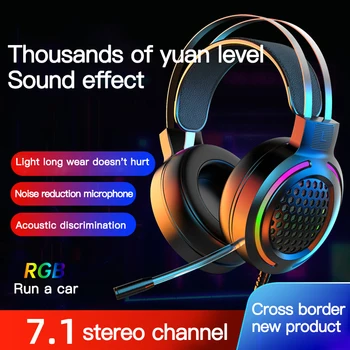 

led light HD Surround Sound USB Wired Headphones usb Head-mounted gaming Headsets with mircophone Stereo Earphones gamer rgb