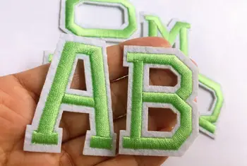 

Green Letters Patch Alphabet Embroidered Applique Letters iron on Patches