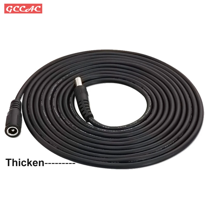 Cable de extensión de alimentación CC de 12V, 1M, 2, 3, 5 metros, Conector de enchufe de 5,5x2,1mm, Compatible con Cable adaptador para cámara IP de seguridad CCTV