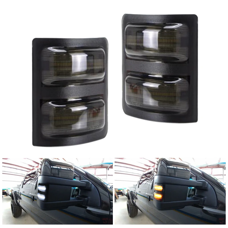 For 2008-2016 F250 F350 F450 Smoked Lens LED Side Mirror Marker Lights Switchback White DRL + Yellow Turn Signal | Автомобили и