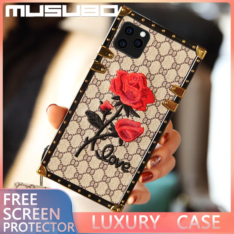 Модный чехол MUSUBO с вышивкой в виде розы для телефона iPhone SE 2020 11 Pro X XS Max XR 7 8 Plus