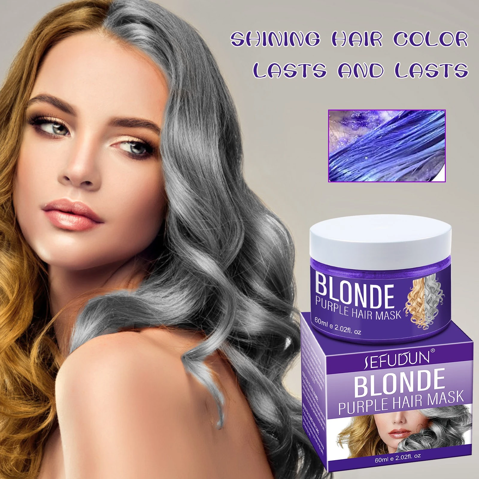 60ml Hair Care Purple Shampoo For Blonde Hair Lighten Discolored Silver Hair  Long Lasting Liquid Health Care Beauty|Hair Color| - AliExpress
