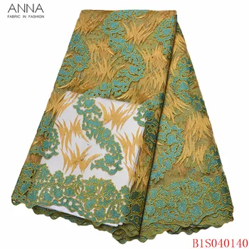 

Anna Newest Nigerian Lace Fabric 2020 High Quality Embroidery With Beads And Stones African Net Laces Fabrics For Garment Sewing