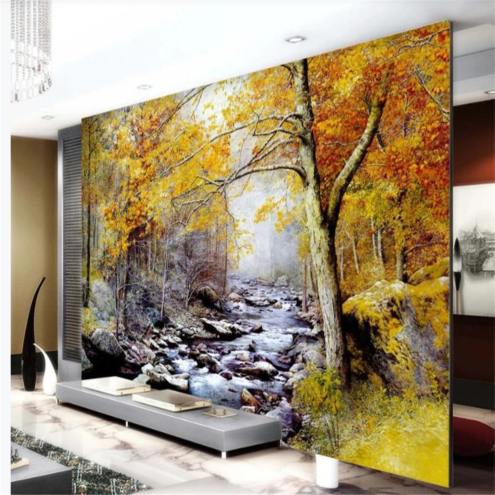 

Custom gold forest wallpapers beautiful scenery wallpapers 3d murals wallpaper for living room