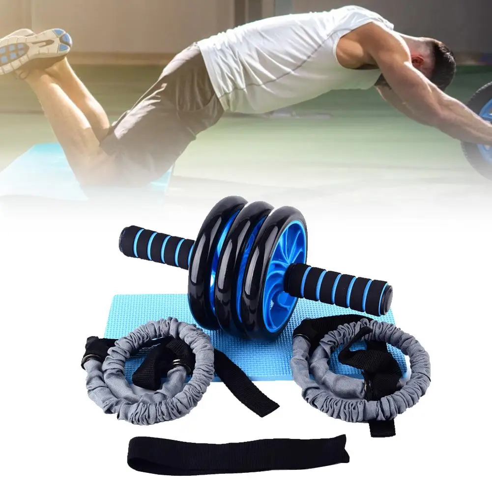 3 in 1 AB Wheel Roller Kit 5PCS/Set Roller With Resistant Band Knee Pad