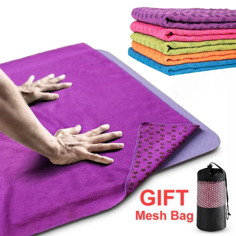 

Non Slip Yoga Mat Cover Towel Anti Skid Microfiber Yoga Mat Size 183cm*63cm 72''x24'' Shop Towels Pilates Blankets Fitness