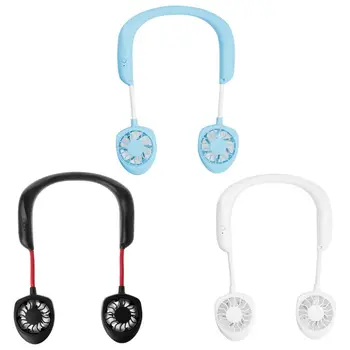 

Mini Portable USB Rechargeable Hand Free Neckband Style Dual Cooling Lazy Fan for student Home School Office Use Supplies