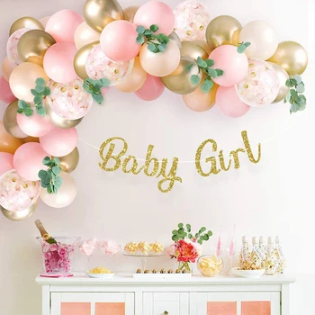 

100Pcs Pink Balloon Arch Garland Kit White Pink Gold Confetti Latex Balloons for Baby Shower Girl Birthday Wedding Party Decor