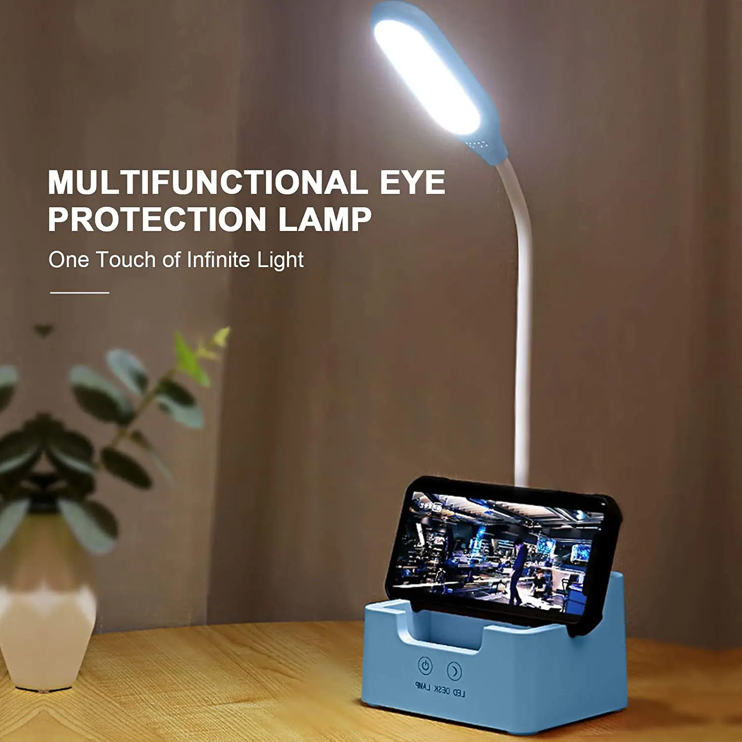 

Stepless Dimmable Desk Reading Light, Foldable, 360 Rotatable, Touch Switch, LED Lamp, USB Charging Desk Lamp with Pen Halder