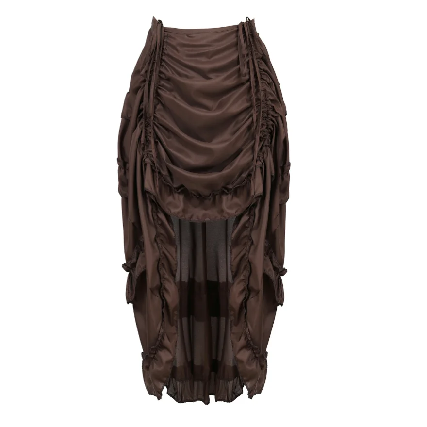 Women Steampunk Gothic Irregular Ruffles Pirate Skirt Asymmetrical Pleated High Low Dancing Skirts Plus Size Halloween Costumes 1