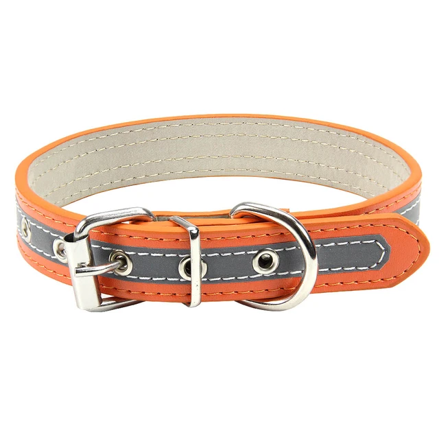 S-XXL Dog Collar Reflective Night Safety Puppy Neck Strap Metal tail hole Collars for Small Medium Large Dog Pet Product 6Colors Orange Pet Collar