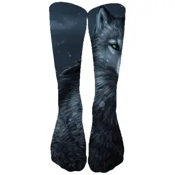 

KYKU Wolf Socks Women Animal Stocking Printed Anime Funny Print Moon Socks Animal Ladies socks Casual Happy New Big Size