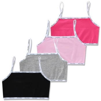 

4Pcs/Lot Underwear bra Teens Teenage vest Baby 8-12Years Old Cotton Children Little Girl's summer Hipster Solid Color Kids