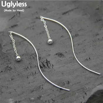 

Uglyless S 925 Sterling Silver Handmade Ear Lines Women Elegant Simple Fashion Balls Dangle Earrings Ethnic Fine Jewelry Tassels